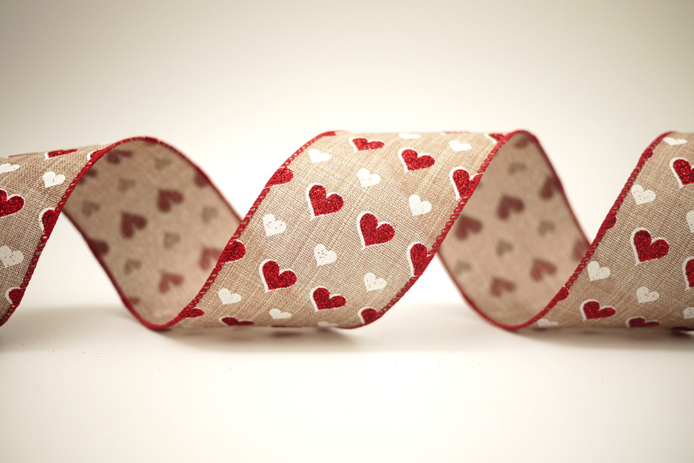 紅與白愛心織帶