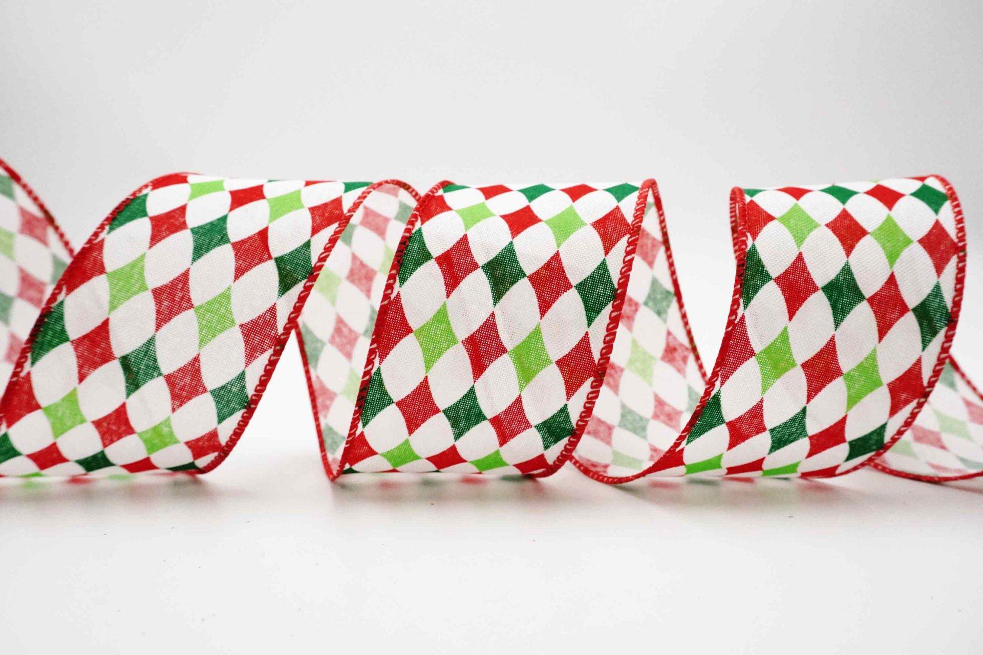 Vintage Rhombus Christmas Ribbon | Wired Faux Burlap - KING YOUNG