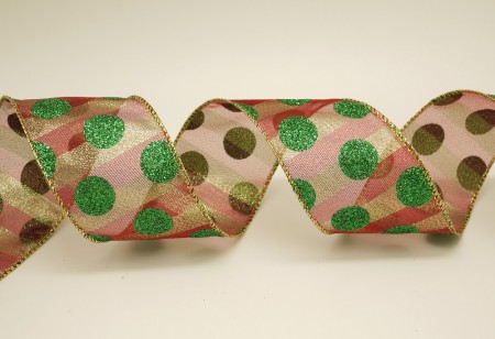 Brokatowe kropki na podwójnej metalicznej wstążce - Brokatowe kropki na podwójnej metalicznej wstążce