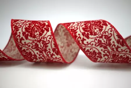 Wstążka z aksamitu w damask - Piękny wzór damaszku w aksamitnej fakturze na dwóch rodzajach tkaniny