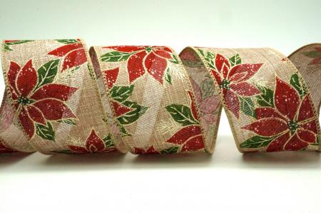 Лента с древесной текстурой и пуансеттией - Лента с древесной текстурой и пуансеттией