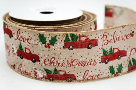 Red Christmas Truck Narrative Ribbon - Red Christmas Truck Narrative Ribbon