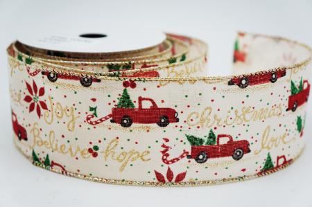 Red Truck Christmas Narrative Ribbon - Red Truck Christmas Narrative Ribbon