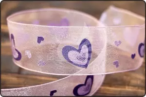 ग्लिटर हार्ट ऑर्गेंज़ा रिबन - ग्लिटर हार्ट ऑर्गेंज़ा रिबन (PR462)