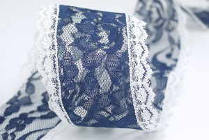 Navy Wired Lace Ribbon