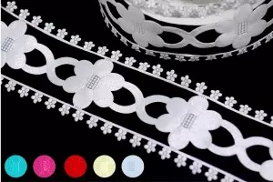 Λουλούδια με κομμένο κορδόνι - Κορδέλα με κομμένα άκρα σε σχήμα λουλουδιών (AA8)