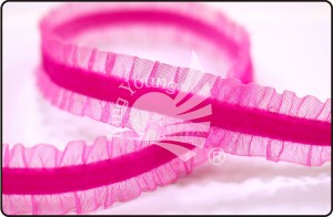 Ruffled Edge Elastic Velvet Ribbon - Ruffled Edge Elastic Velvet Ribbon
