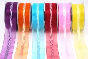 Nastro Organza a Scacchi al Centro - Nastro Organza a Scacchi al Centro