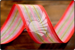 Многоцветная ленточка со строчкой - Полосатая лента разных цветов (K1139)