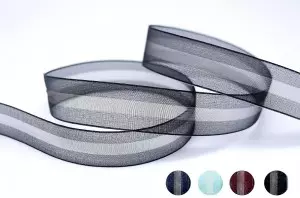 Nastro a righe in organza bicolore - Nastro a righe in organza bicolore