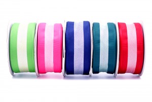 Stripe Design Woven Wired Ribbon