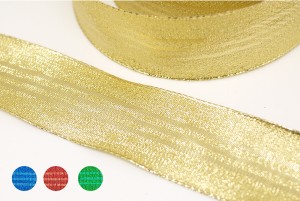 Striped Center Metallic Ribbon - Striped Center Metallic Ribbon