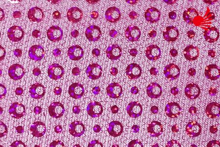 Tecido Metálico com Lantejoulas/rosa quente, roxo iridescente 14-4
