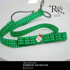 Emerald Stitched Grosgrain Ribbon Hairband - Emerald Stitched Grosgrain Ribbon Hairband