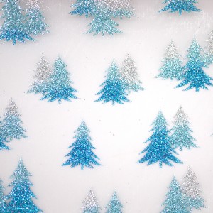 Tecido de Organza com Árvores de Natal Tricolor
