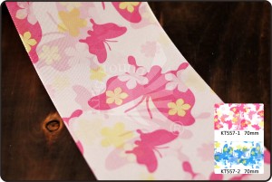 70mm Butterfly & Flower Print Ribbon