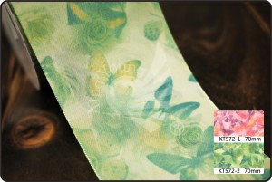 Nastro stampato farfalla e fiore vintage da 70mm - Nastro stampato farfalla e fiore vintage da 70mm