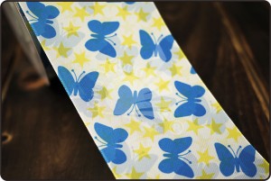Nastro stampato farfalla e stelle da 70mm