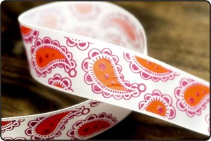 Satynowa Wstążka z Wzorem Paisley - Wzór Paisley Wstążka