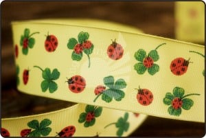 Ladybug & Clover Print Grosgrain Ribbon