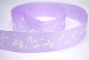 Iridescent White Butterfly Print Ribbon