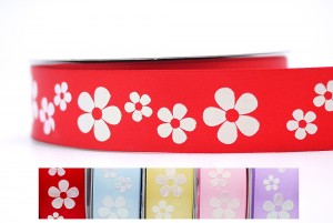 Tęczowe białe kwiaty Drukowana wstążka - Tęczowe białe kwiaty Drukowana wstążka