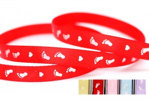 Wstążka z nadrukiem serca i stóp - Wstążka z nadrukiem serca i stóp