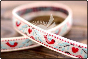 Cuore, Uccello e Fiore Jacquard Nastro - Cuore, Uccello e Fiore Jacquard Nastro