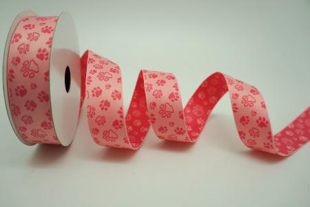 Nastro con zampe di animali domestici rosa e rosa chiaro - Nastro con zampe di animali domestici rosa e rosa chiaro