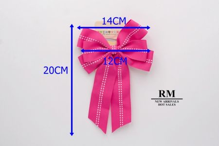 Ruban rose vif avec couture mi-selle à 6 boucles en gros-grain_BW-K1285-6