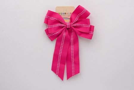 Hot Pink -Mid-Saddle Stitch Grosgrain 6 Loops Ribbon Bow_BW-K1285-6