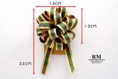 Χρυσό & Πράσινο Μεταλλικό Σύρμα Τόξο Σχήμα Κορδέλα_BW635-W904-1