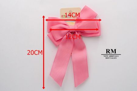 Розовая лента с боковым дизайном из гросгрейна с 6 петлями Bow_BW636-DK0094-201