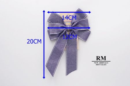 Glittery Violet- Saddle Stitch Grosgrain 6 Loops Ribbon Bow_BW636-DK1680-14