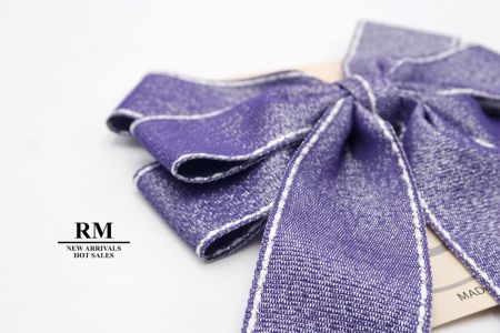 Glittery Violet- Saddle Stitch Grosgrain 6 Loops Ribbon Bow_BW636-DK1680-14