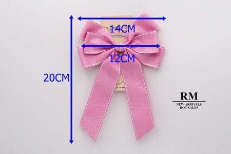 قوس شريط Grosgrain بستة حلقات مخيطة باللون الوردي اللامع - BW636-DK1680-36