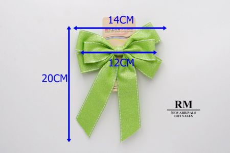 قوس شريط Grosgrain بستة حلقات مخيطة باللون الأخضر اللامع - BW636-DK1680-37