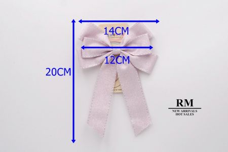 Glittery Baby Pink - Saddle Stitch Grosgrain 6 Loops Ribbon Bow_BW636-DK1680-3