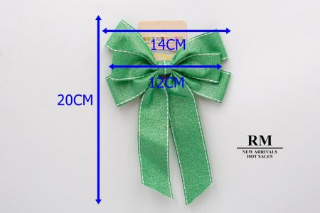 قوس شريط Grosgrain بستة حلقات مخيطة باللون الأخضر الداكن اللامع - BW636-DK1680-41