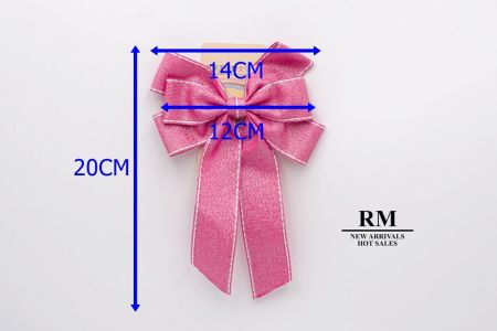 Rosa fuerte brillante - Lazo de cinta de grosgrain con 6 bucles de puntada de silla_BW636-DK1680-8