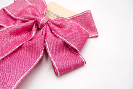 Glittery Hot Pink- Saddle Stitch Grosgrain 6 Loops Ribbon Bow_BW636-DK1680-8