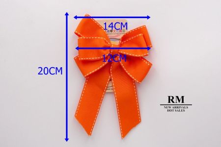 Arancione - Fiocco di nastro a 6 anelli in grosgrain con punto sella_BW636-DK584-1-150075