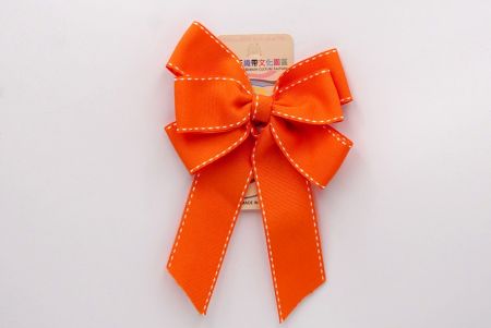Orange- Saddle Stitch Grosgrain 6 Loops Ribbon Bow_BW636-DK584-1-150075