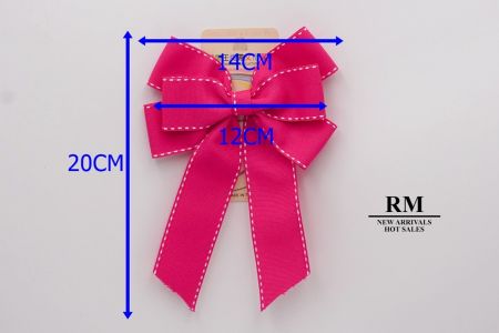 Różowy neonowy - Kokarda z wstążki z 6 pętlami i szwem siodłowym_BW636-DK584-1-150081