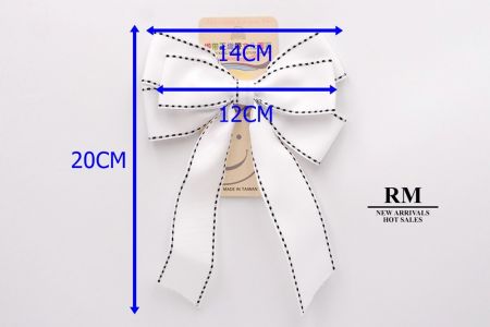 White- Saddle Stitch Grosgrain 6 Loops Ribbon Bow_BW636-DK584-2-1