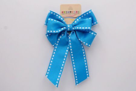 Blue -White Stitch Grosgrain 6 Loops Ribbon Bow_BW636-K1284-34