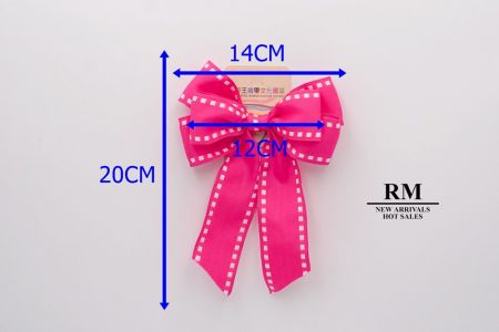 Hot Pink- White Stitch Grosgrain 6 Loops Ribbon Bow_BW636-K1284-6