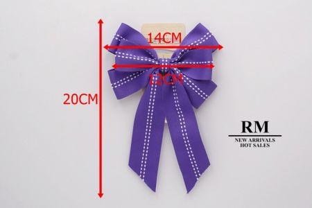 Violet -Mid-Saddle Stitch Grosgrain 6 Loops Ribbon Bow_BW636-K1285-11