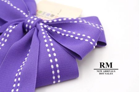 Ruban violet avec couture mi-selle à 6 boucles en gros-grain_BW636-K1285-11