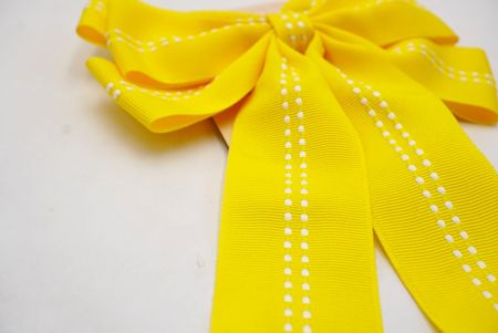 Laço de Fita de Gorgorão Amarelo com Costura Média Marrom de 6 Laços_BW636-K1285-8